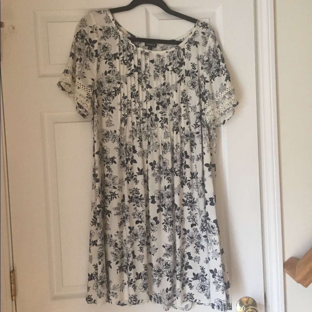 Torrid White and Blue Floral Dress